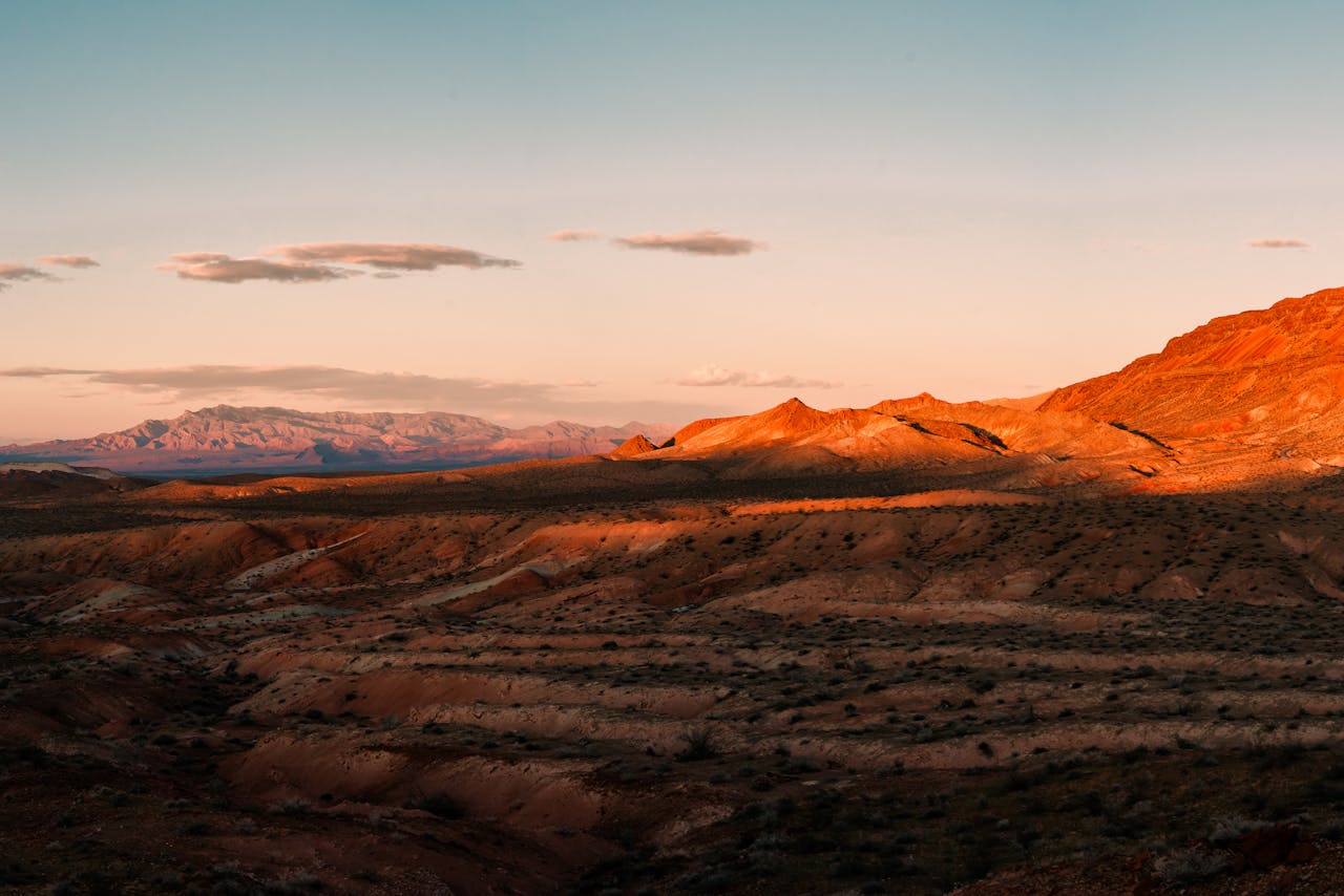 The Spring Mountains catching the last warm light at sunset